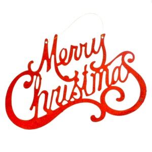 Merry Christmas Red Glitter Home Decor Sign 18x11 in. NEW